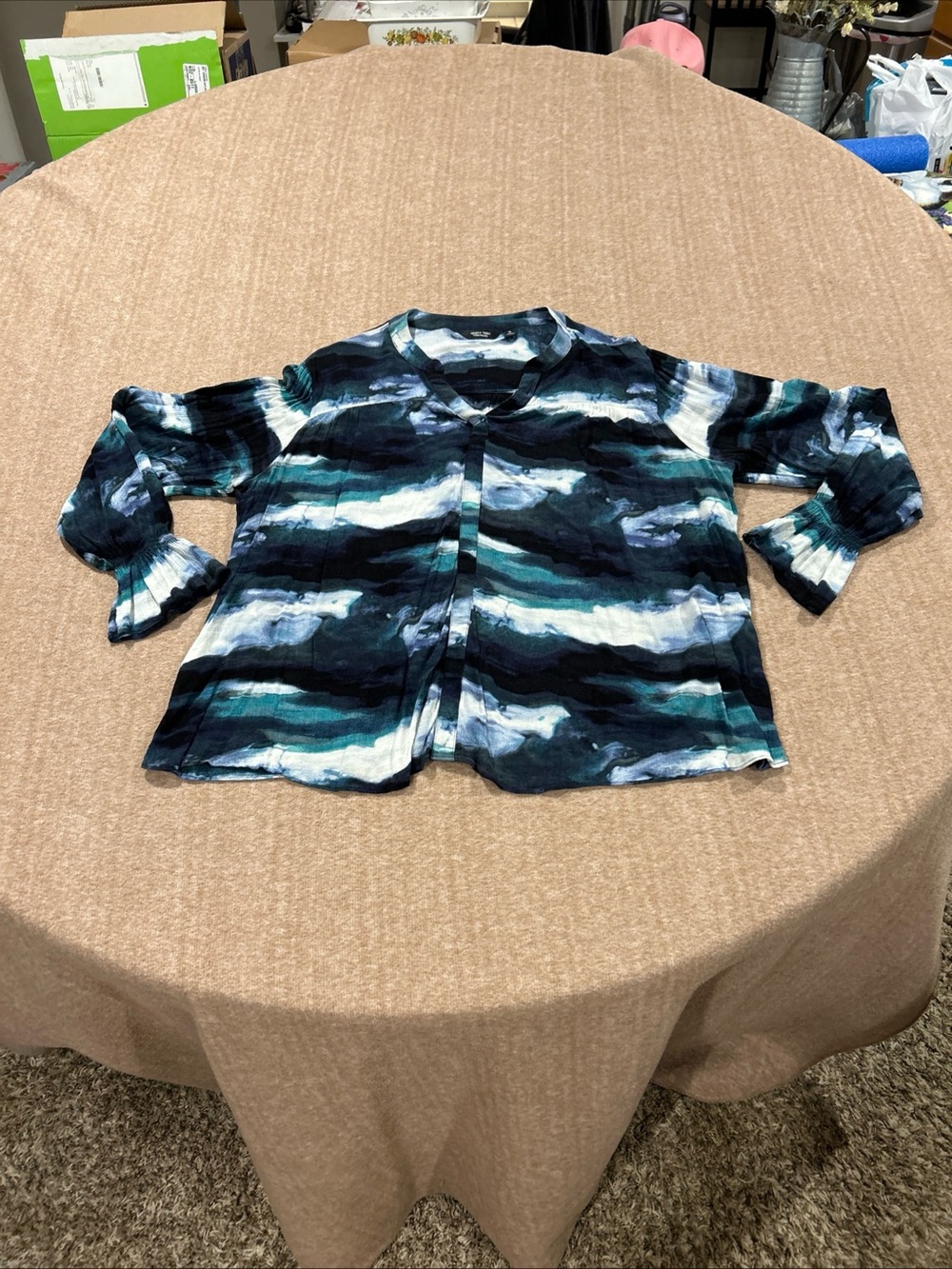 Kids Multicolor Watercolor Stripe Button-Front Top